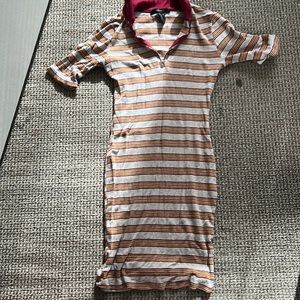 Long Stripped Zip up Bodycon dress